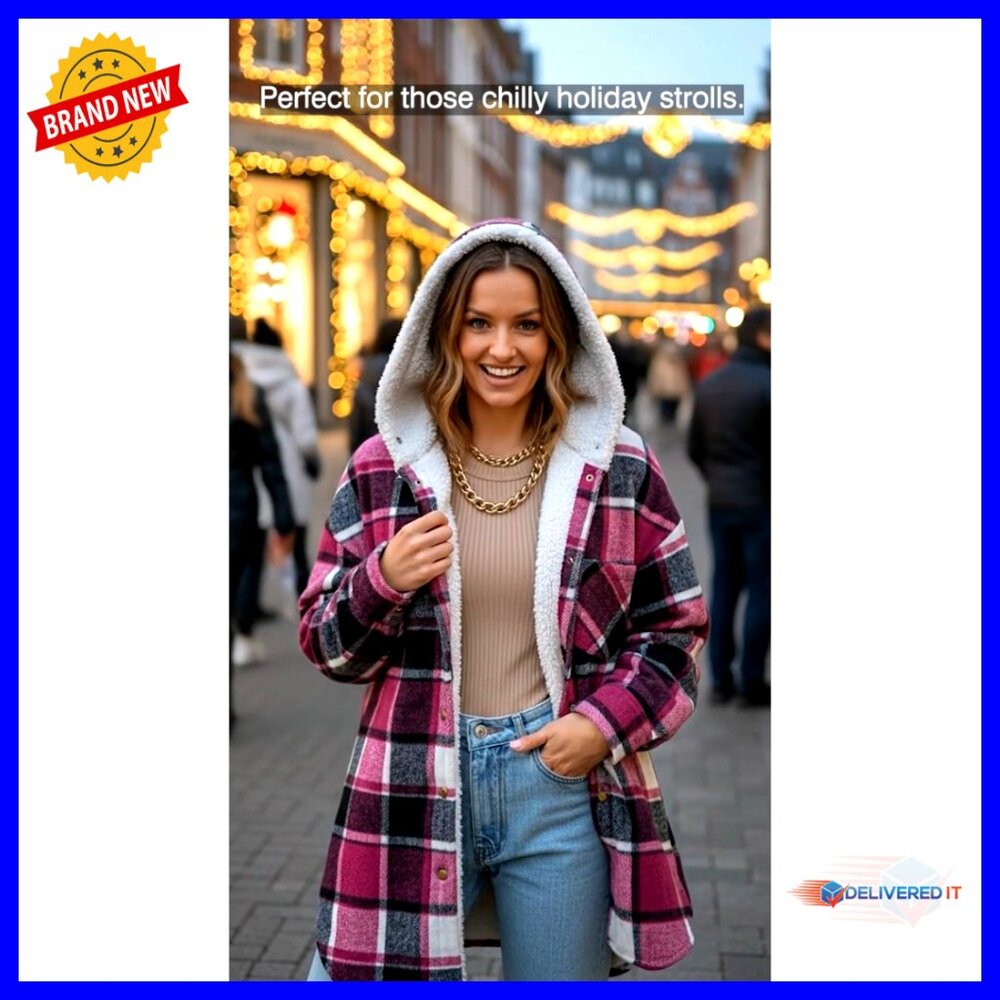 Oversized Flannel Shacket Button Down Fleece Jack… - image 6